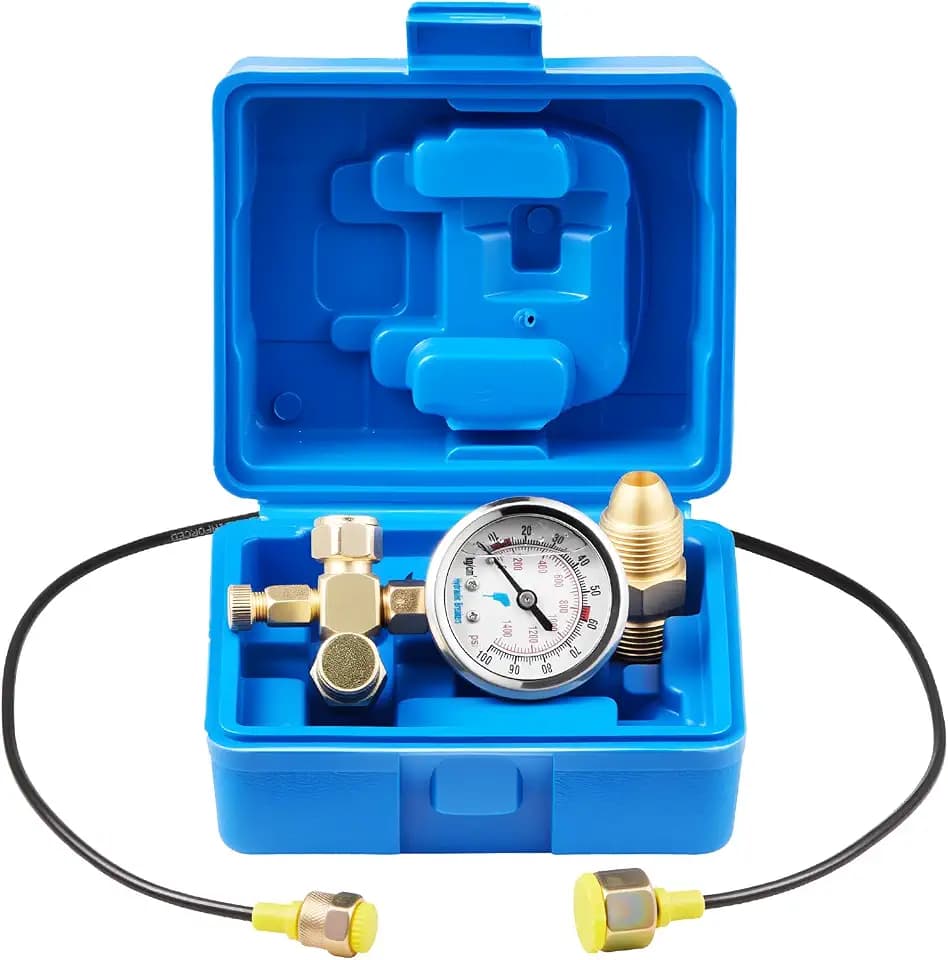 VEVOR hydraulisches Stickstoffspeicher Ladeset, 0–1420 PSI Stickstoff Füllset, Druckprüfsystem mit 1 Manometer & 1 Gasschlauch & 1 Ventilkörper & 1 CGA580-Adapter für Baumaschinen