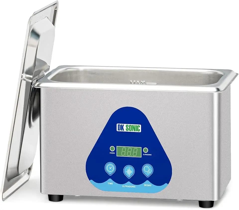 DK SONIC Ultraschallreiniger 900 ML Edelstahl, 35W ltraschallreinigungsgerät mit digitalem Timer zum Reinigen von Schmuck, Brillen, Münzen (inkl. Korb)