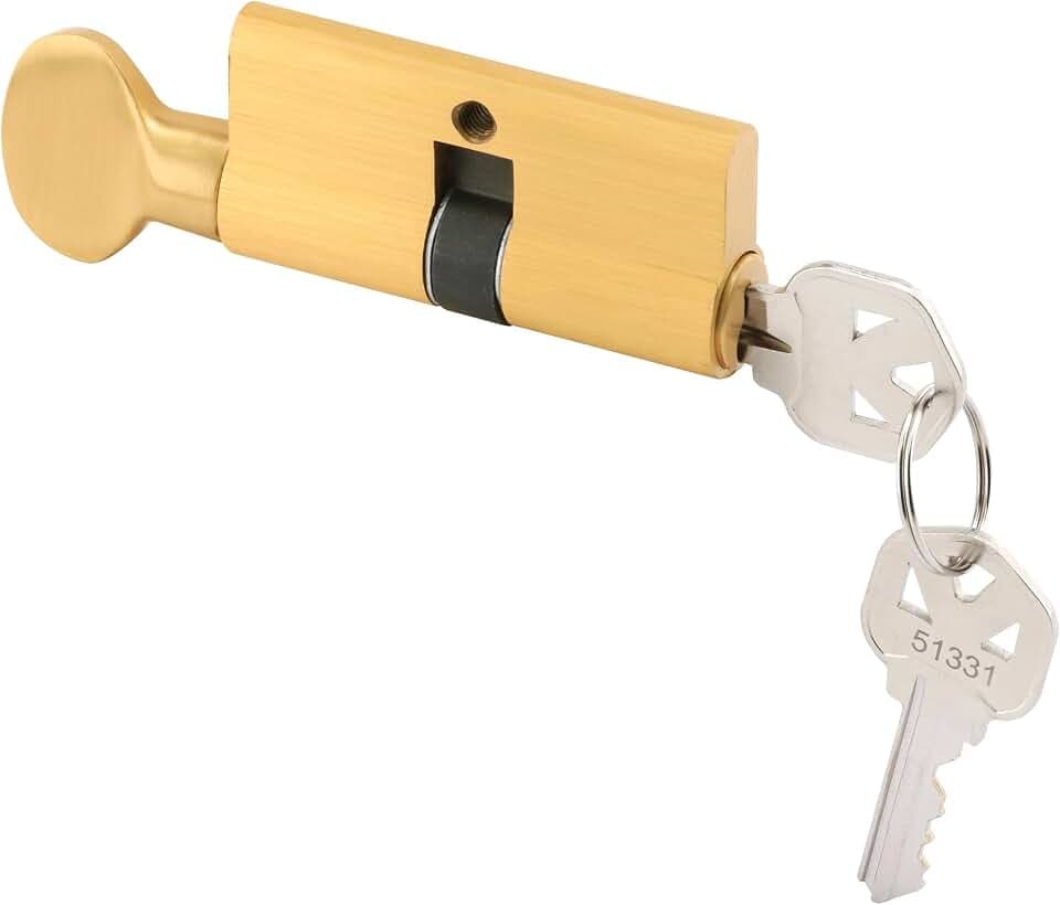 Prime-Line K 5062 Key Cylinder with Thumbturn, Solid Brass Construction, Polished Brass, Single Pack