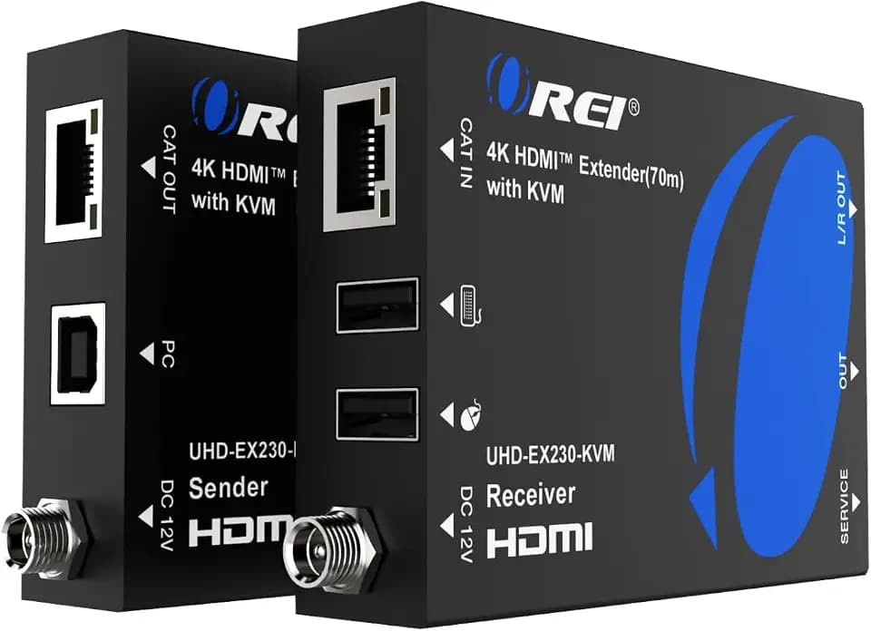 OREI KVM 4K HDMI Over Ethernet Extender Balun Over CAT7 230ft, POC HDCP 2.2