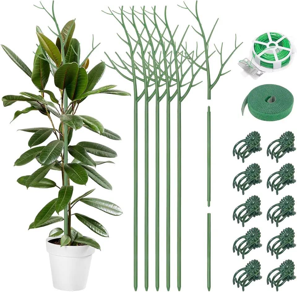 Zwish 6 Pack Plant Support Stakes for Indoor & Outdoor Plants, 39.37Inch Plant Sticks Monstera Trellis with Orchid Clips Twist Ties Plant Ties for Climbing Plant Potted Plant and Flowers