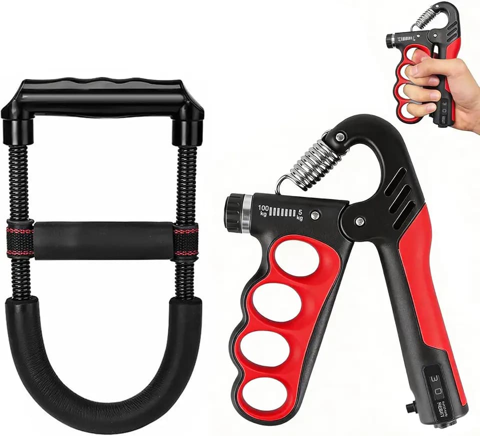 Griffkraft Trainer, 5-100kg Einstellbarer Widerstand, Handtrainer mit Integriertem Zähler, Rot Handgriff Trainer für Trainieren Sie Ihre Handgelenke und Unterarme