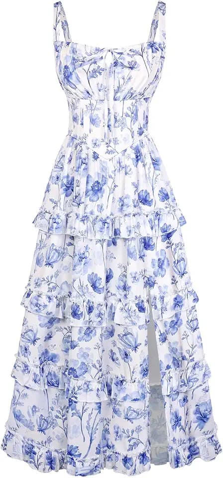 Scarlet Darkness Women's Floral Corset Dress 2026 Summer Milkmaid Sundress