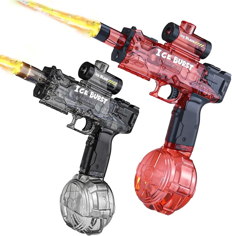 2Pack Electric Water Gun for Adults Kids, Clear Automatic Squirt Gun Led Light Dynamic Long Range, IPX6 360cc Backyard Games Summer Outdoor Pool Beach Toys for Boys Girls 8+, Black and Red
