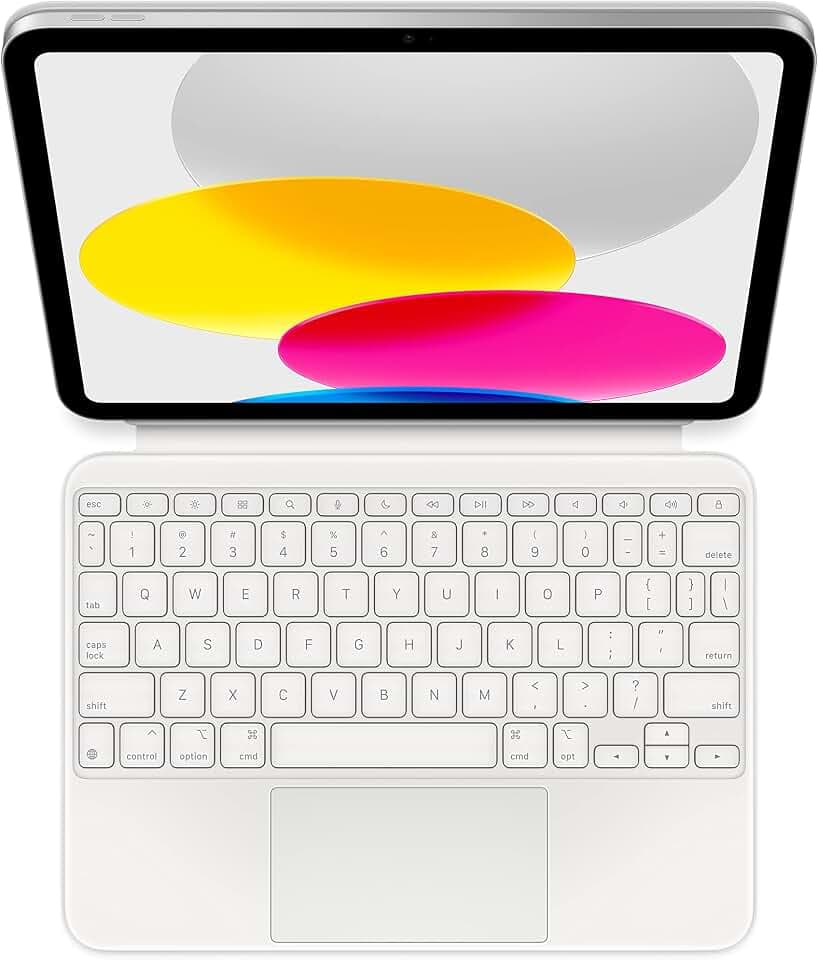 Apple Magic Keyboard Folio: iPad Keyboard and case for iPad (A16 and 10th Generation), Detachable Two-Piece Design that attaches magnetically, Built-in trackpad, US English – White
