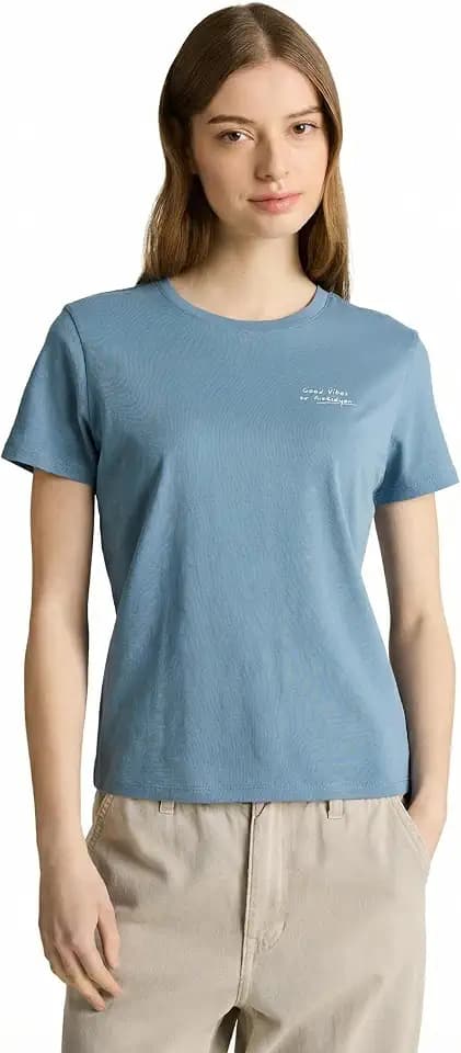 TOM TAILOR Denim Damen T-Shirt mit Schriftzug