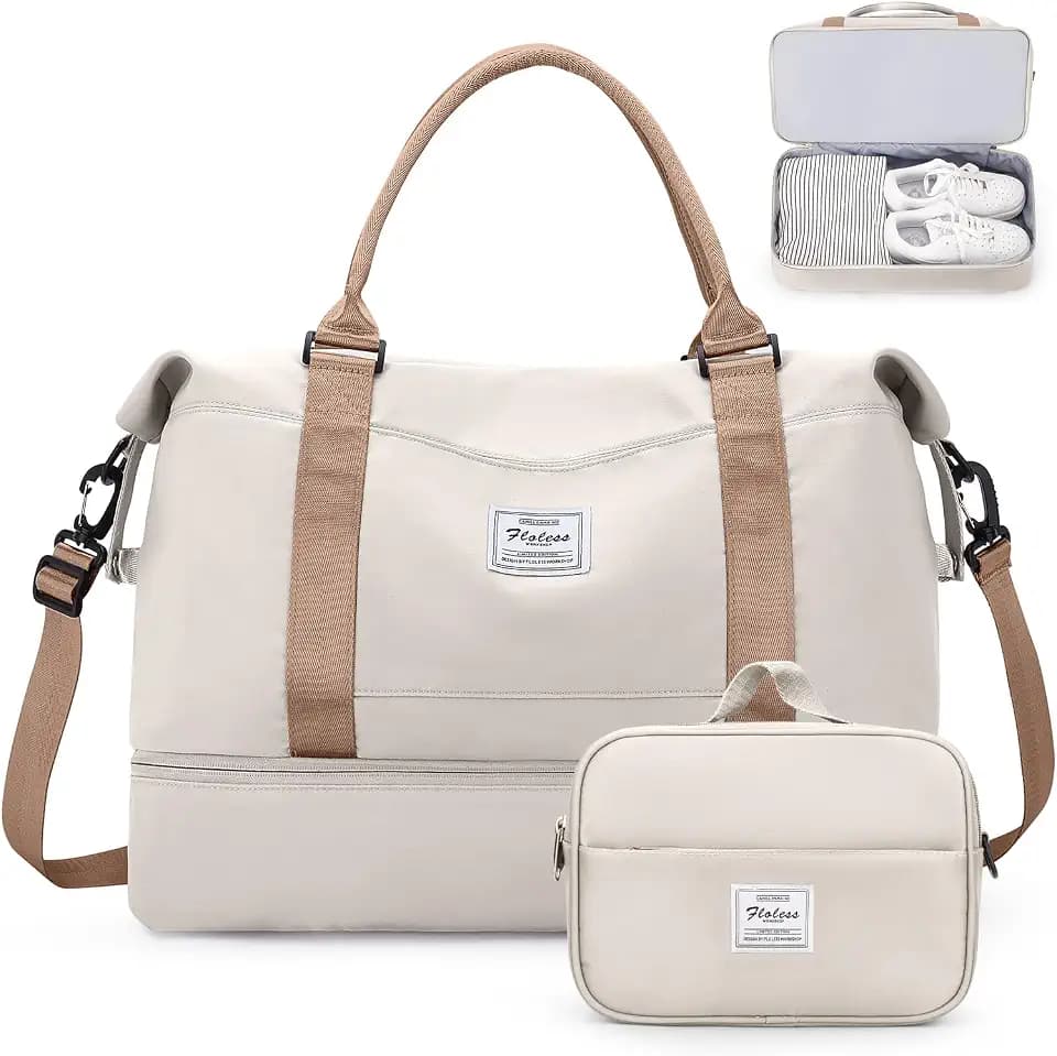Weekender Bags for Women, Personal Item Travel Bag with Shoes Compartment