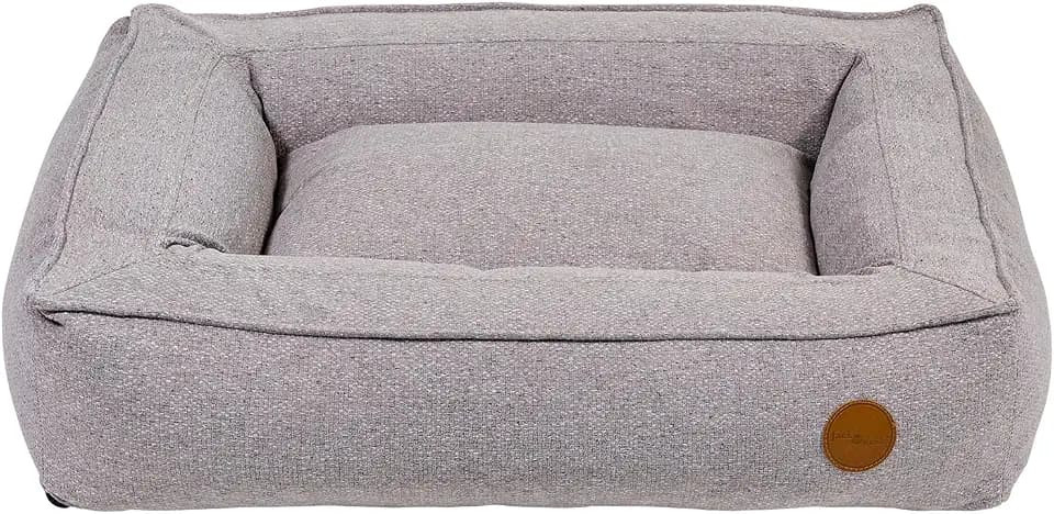 JACK AND VANILLA - JV Hampton Orthopädisches Laufgitterbett für Hunde – Bequemer Korb mit Rand für Hunde mit empfindlichen Gelenken – Hellgrau, M, 80 x 65 cm
