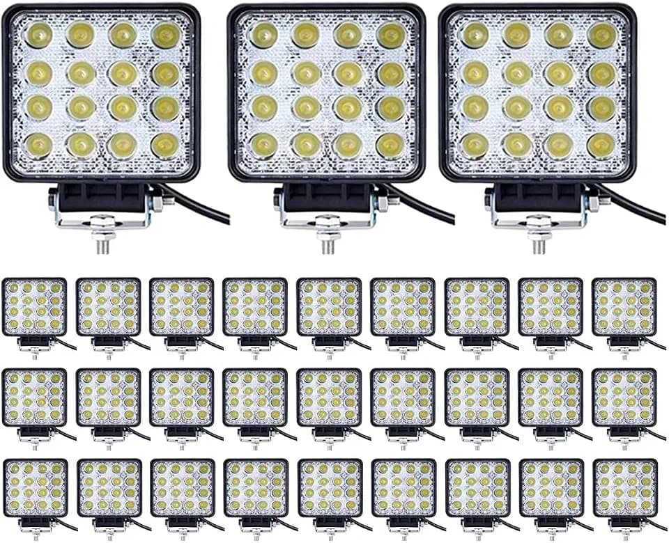 30PCS 4inch 48W LED Square Light, Led Fog Flood Lights, Waterproof Vehicle Accessories for ATV, SUV, UTV, 4WD, Jeep, Boat, Snowplow and More