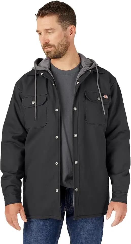 Dickies Men's Fleece Hooded Duck Shirt Jacket With Hydroshield