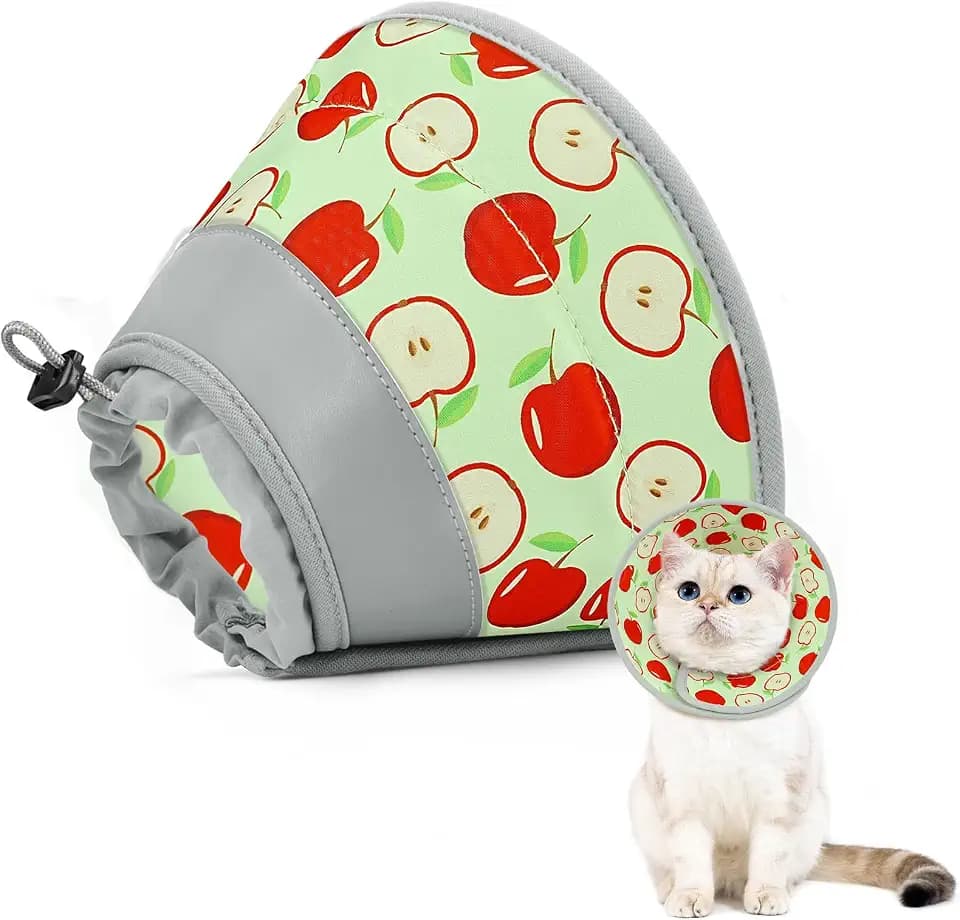 Cat Cone Collar Soft to Stop Licking, Adjustable, Foldable Lightweight Kitten Cones After Surgery Recovery for Cats & Kittens, Cat Cone Alternative, Easy Eating (Apple Red, M)