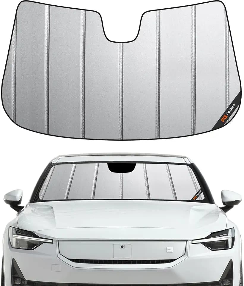 Pigenius Windshield Sun Shade for Polestar 2 2021-2026 (EV Fastback), Premium Grey Leather Finish