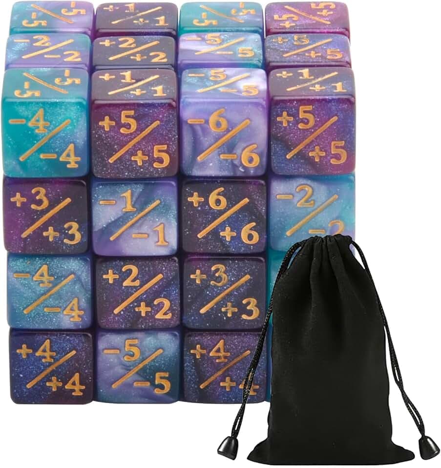 HENGBIRD 48 Stücke Würfel Zähler, Token Würfel Loyalität Würfels D6 Würfels Kompatibel mit MTG CCG Kartenspiel Zubehör mit Aufbewahrungsbeuteln (C)