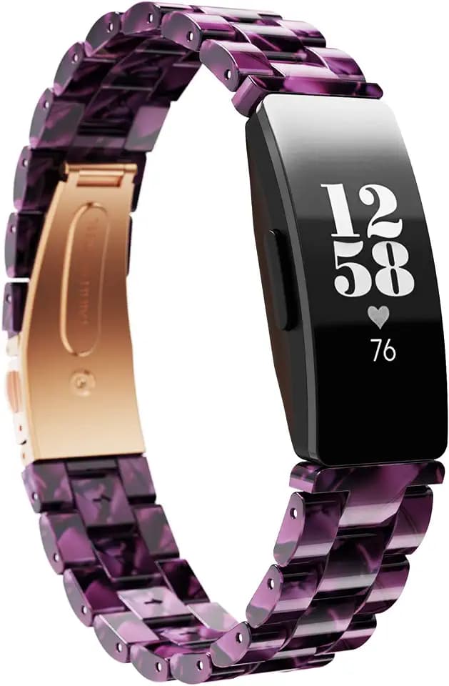 Compatible with Fitbit Inspire 2 Band/Inspire/Inspire HR Bands Women Girls, Slim Resin Watch Band Replacement Adjustable Wristband for Fitbit Inspire 2, Purple