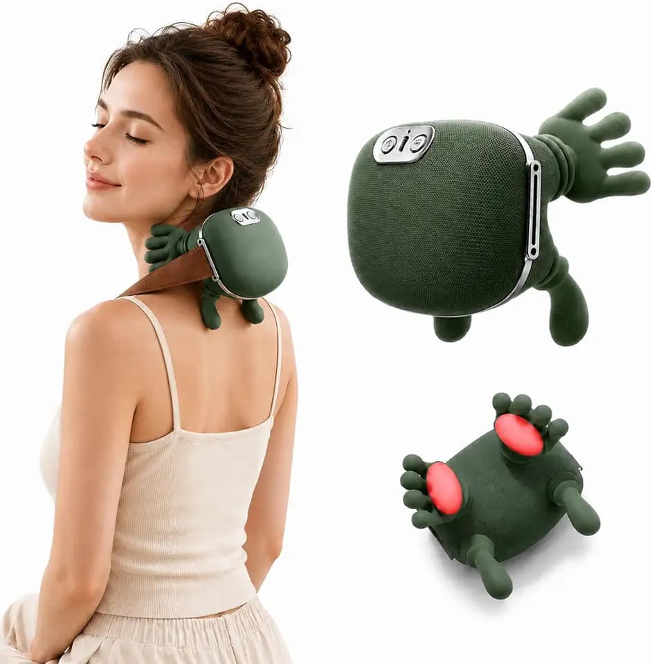 Neck Massager with Hands and Fingers-4D Real Hand Massager for Neck, Simulated Human Hand Neck Massage, Deep Tissue Kneading Shoulder Massager with Adjustable Strap, Brushless Motor