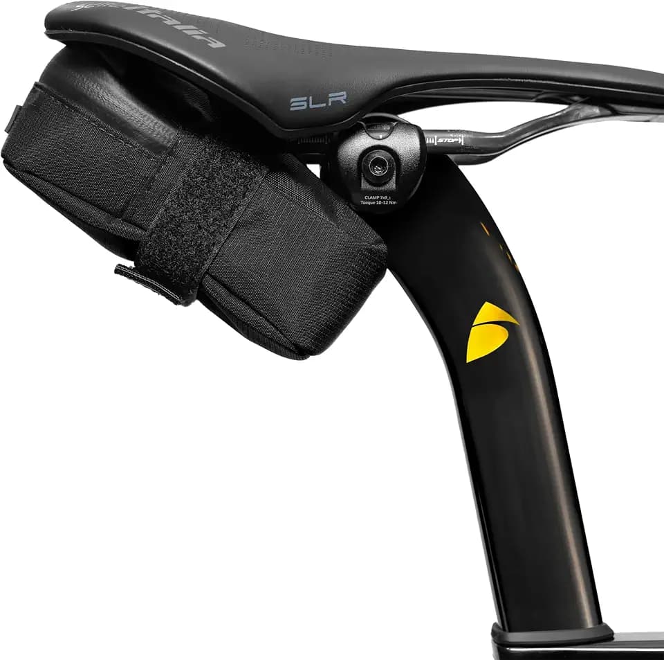 ALMSTHRE Signature Bike Saddle Bag – Midnight Black | 0.5L Bike Seat Bag (3" x 5.25" x 2") | Water-Resistant Ripstop, Waterproof Zipper, Internal Pocket | Durable Under Seat Storage