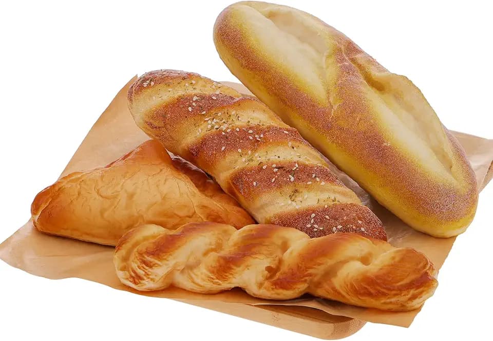 Woration 4PCS Faux French Bread Loaf Set Fake Food Home Kitchen Decor
