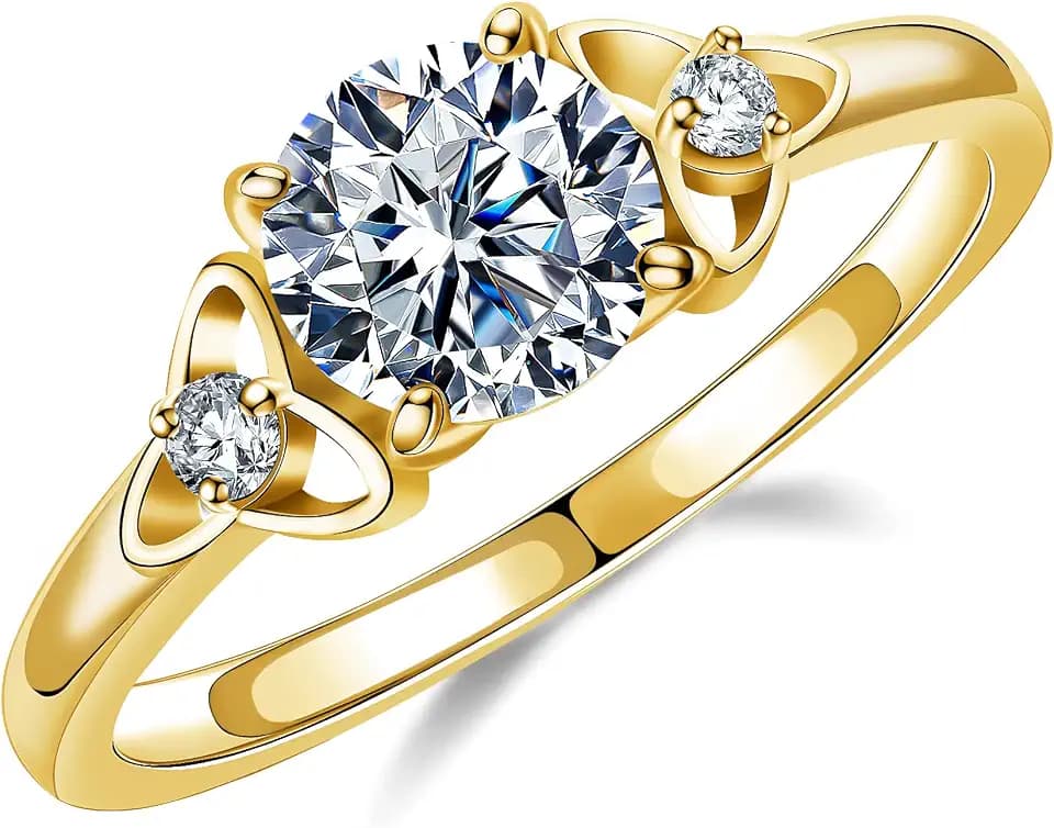 Moissanite Engagement Rings for Women 1ct D Color VVS1 Clarity Lab Grown Diamond Celtic Knot Wedding Rings 14K White/Yellow Gold Vermeil Sterling Silver Moissanite Rings