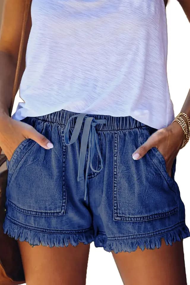 HVEPUO Damen Baumwolle Leinen Shorts Hotpants Sommer Weite Kurze Hosen