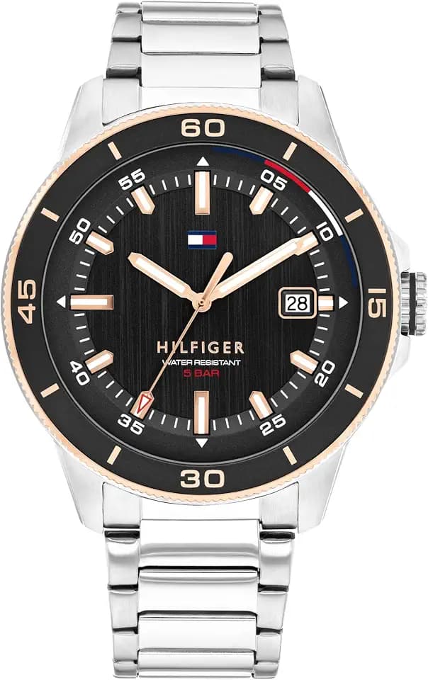 Tommy Hilfiger Men's 3-Hand Quartz Watch - Round Case - Sporty, Iconic Style - Gift for Him 43mm