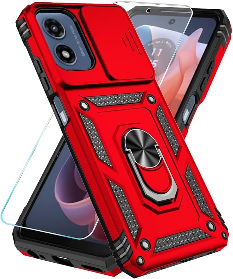 SunStory for Motorola Moto G Play 4G 2024 Case with Kickstand,Red