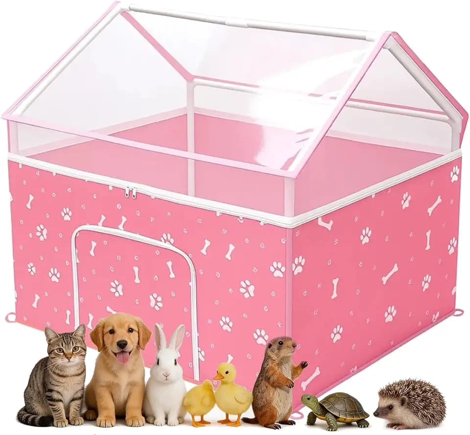 Cat Playpen, Puppy Playpen Small Dog Pet Crate Tent Cage Indoor & Outdoor, Cat House Enclosure Kennel Dogs/Cats/Rabbits/Hamster (Pink)