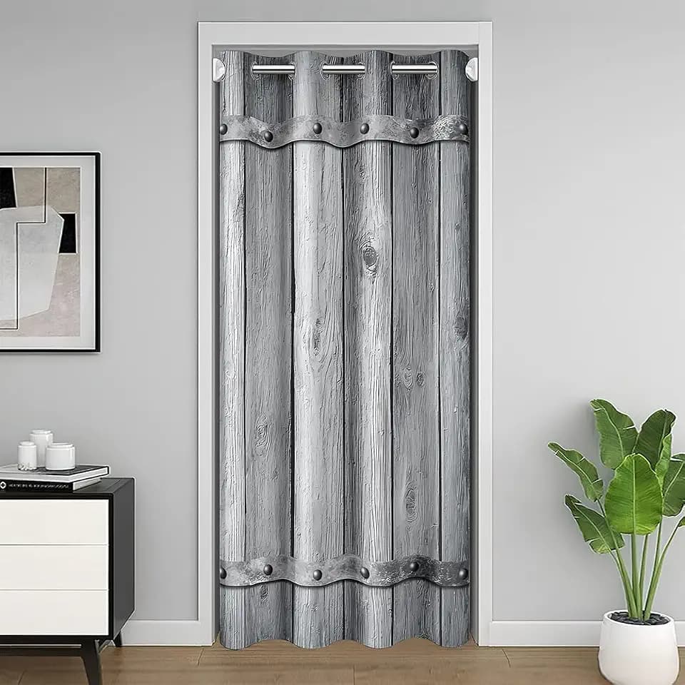 Feelyou Rustic Barn Door Door Curtain for Doorway Privacy 34"x80"