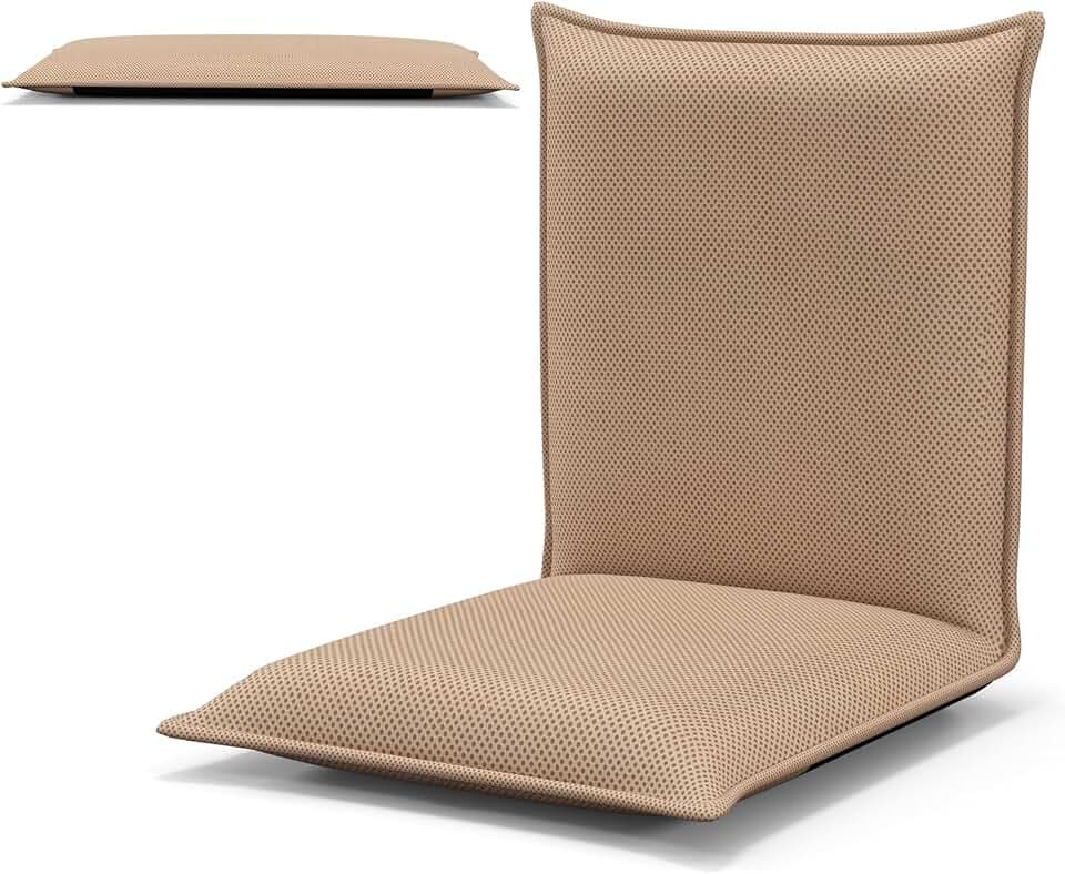 FANTASK Bodenstuhl Bodensessel mit 6- stufig Verstellbarer Rückenlehne, Game Sessel gepolstert, Bodensofa Meditationsstuhl Lazy Sofa Fensterstuhl Meditationsstuhl (Beige)