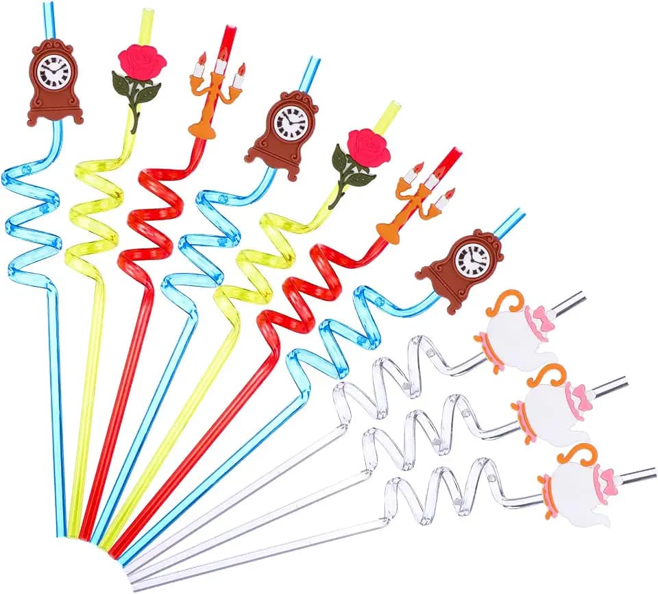 Potchen 16 Beauty Princess Straws Bulk Rose Beauty Princess Party Supplies