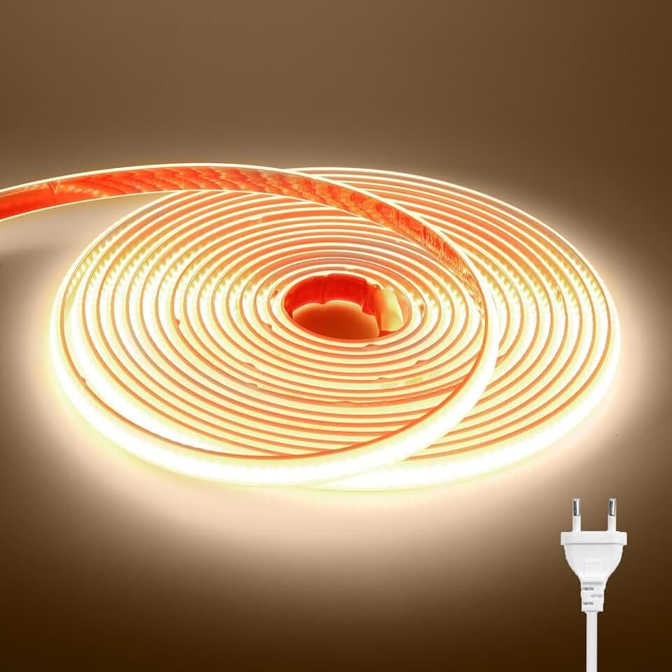 LED-Streifen, COB 220 V, mit Stromversorgung, IP65, wasserdicht, flexibles Seil mit 288 LED/m, selbstklebendes Band, für Dekoration von Schrank, Wohnzimmer, Schlafzimmer, TV