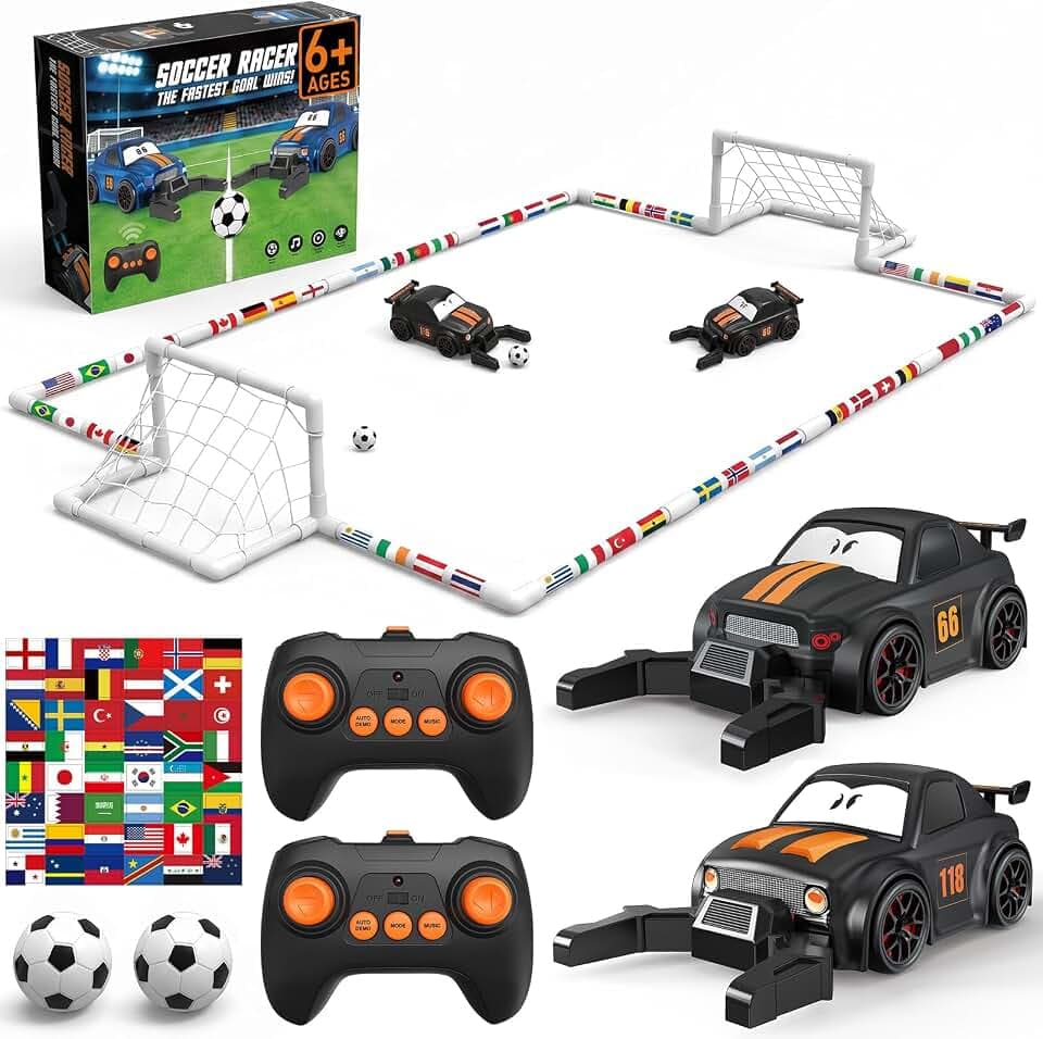 GizmoVine RC Fußball Auto Ferngesteuert, 2-Spieler Set mit Arena & Toren