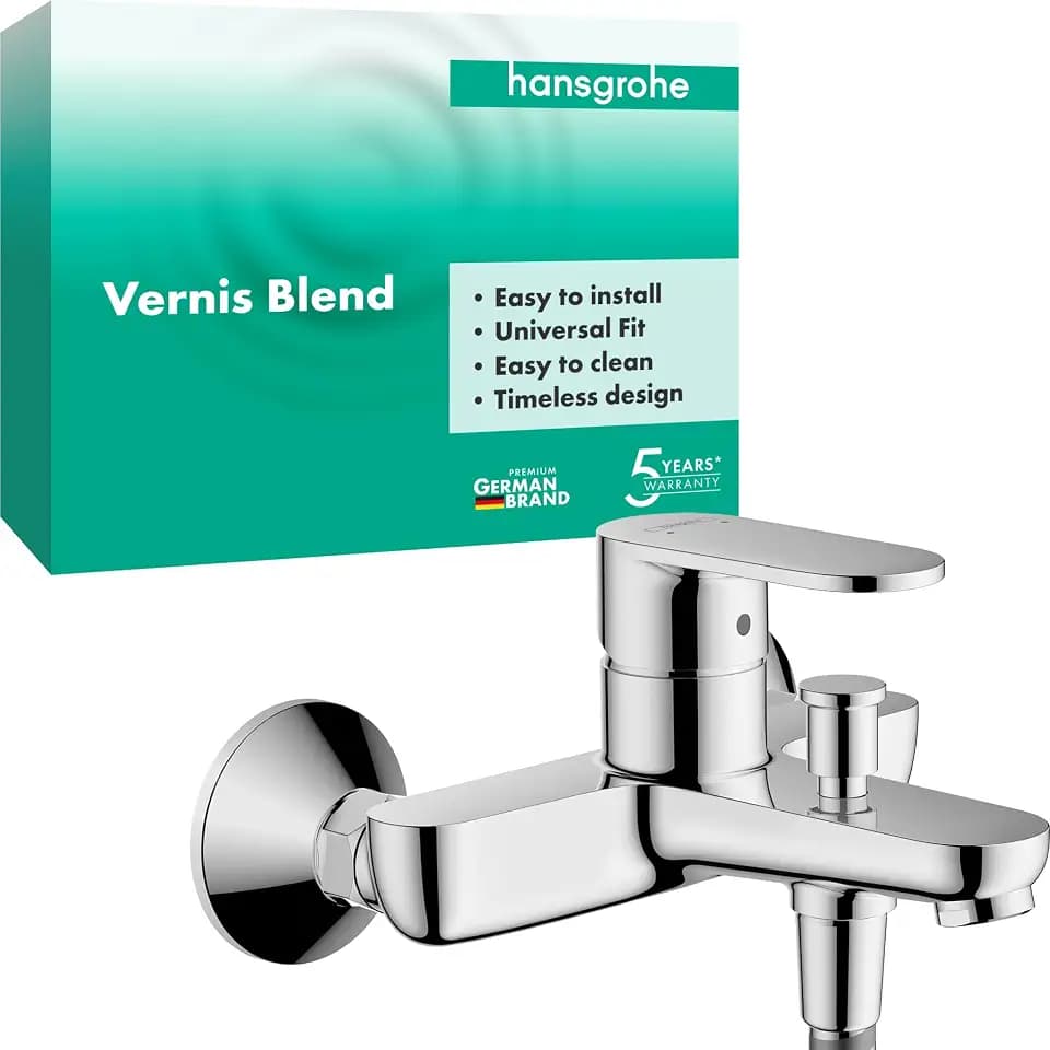 hansgrohe Vernis Blend - Badewannenarmatur Aufputz für 2 Verbraucher, Mischbatterie Badewanne mit Auslauf Länge 17,1 cm, Einhebelmischer Wanne, Chrom, 71440000