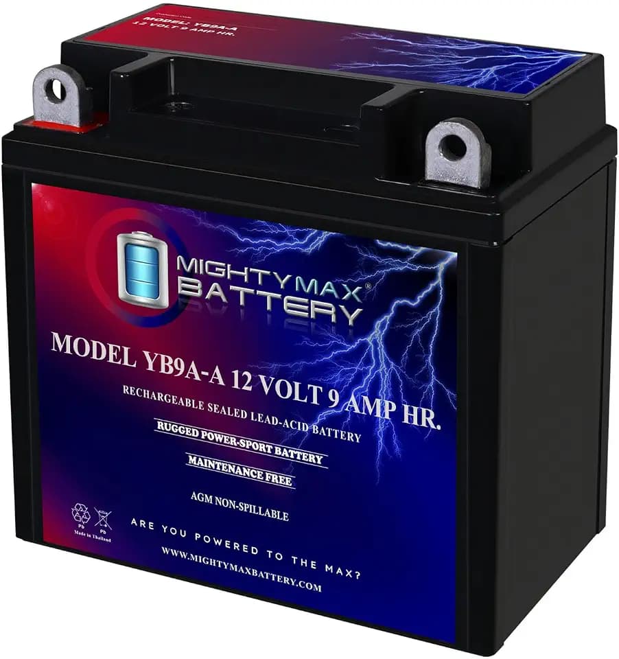 Mighty Max Battery YB9A-A -12 Volt 9 AH, 130 CCA, Rechargeable Maintenance Free SLA AGM Motorcycle Battery
