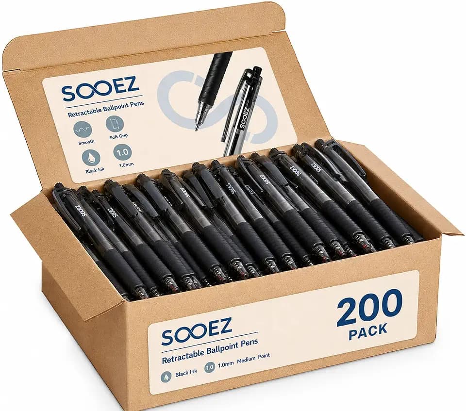 Sooez 200 Pack Bulk Pens Ballpoint, Smooth Writing Pens with Soft Grip