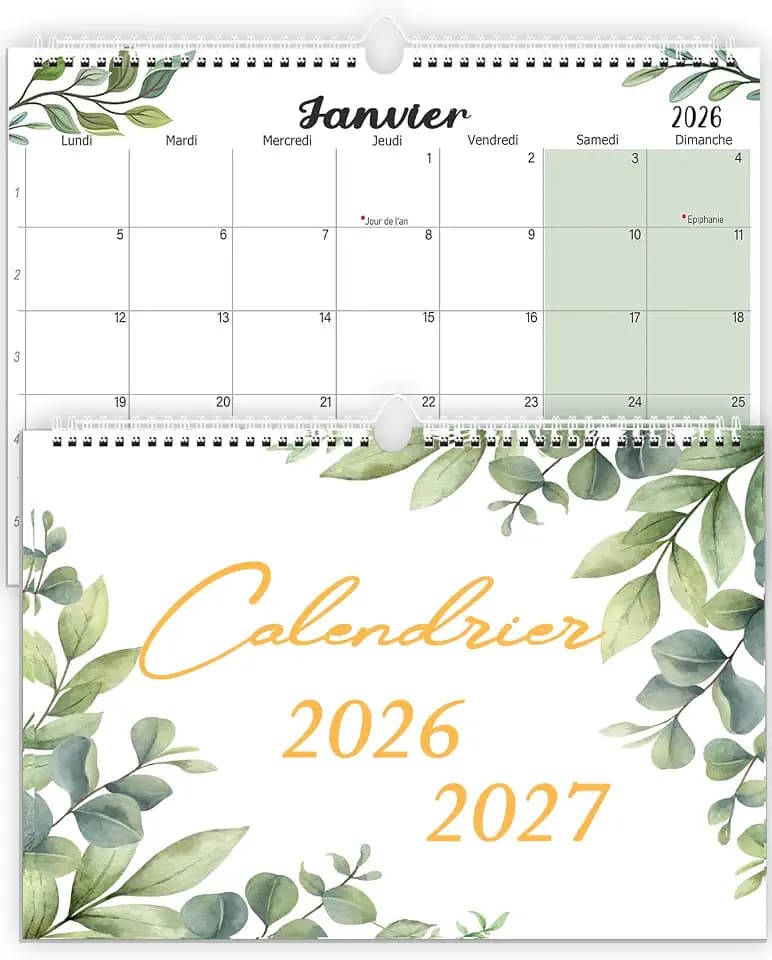 (Französisch) Wandkalender 2026 A4, Monatskalender Jan.2026 - Dez.2026, Familienkalender Organizer Planer, Monatsplaner