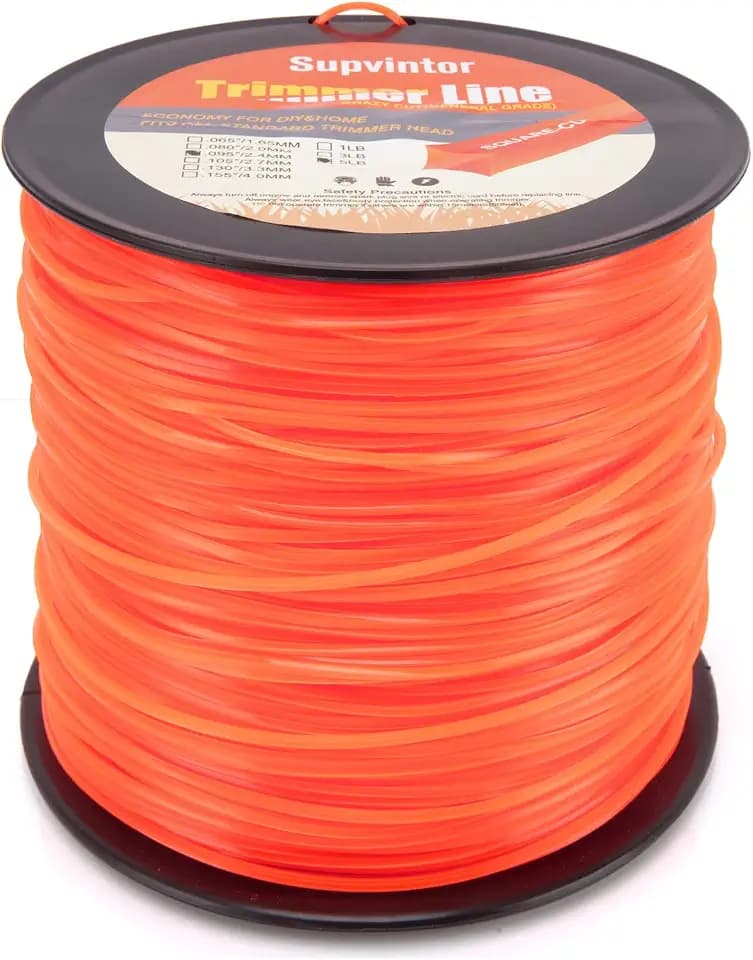 095 Trimmer Line, 095 Weed Eater String, string trimmer line .095, Weed Eater Line 095, Commercial Nylon Weed Eater String 095 Inch-1360Ft-5Lb Fits Most String Trimmer (Square), Orange