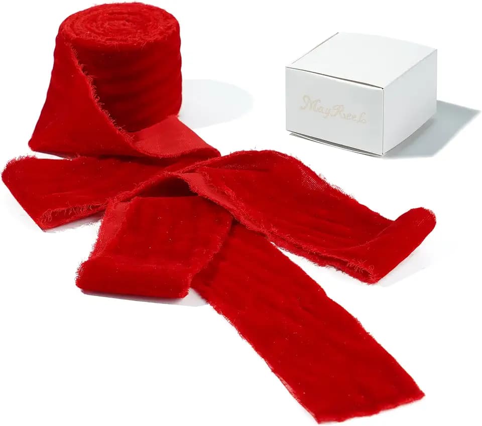 MAYREEL Red Velvet Ribbon 2 Inch 3 Yards