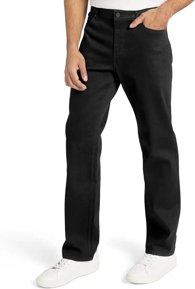 Izod Men's 5 Pocket Relaxed Fit Stretch Waist Denim Jeans