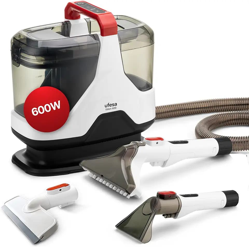 Ufesa Eden 600 Waschsauger Polsterreiniger, Nass- & Trockensauger für Auto Innenraum Reiniger, Polster- & Teppichreiniger mit Fensterreiniger Elektrisch, 600W, Saugkraft 15000 Kpa