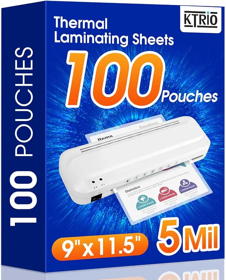 KTRIO 100 Pack 5 Mil Laminating Sheets, Hold 8.5 x 11 inch Documents, Menu