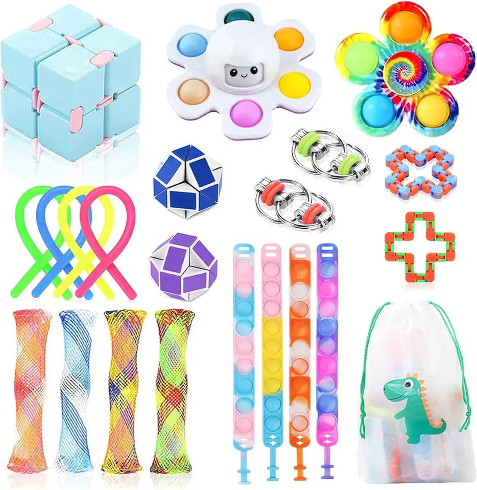 JUAUO 22 Pcs Fidget Spielzeug Pack, Autistische ADHD Kinder Spielzeug, Erwachsene Stress Relief Anti Angst Sensory Toys, Party Gefälligkeiten Geschenke für Kinder mit Aufbewahrungstasche