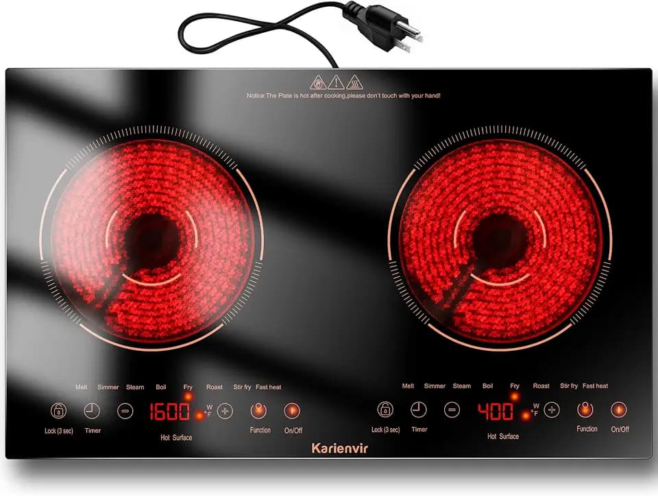 2 Burner Electric Cooktop 110V, 2000W, 24" Countertop & Built-in