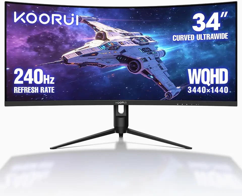 KOORUI 34" Ultrawide Gaming Monitor Curved, 3440x1440 240Hz 21:9 HDR400
