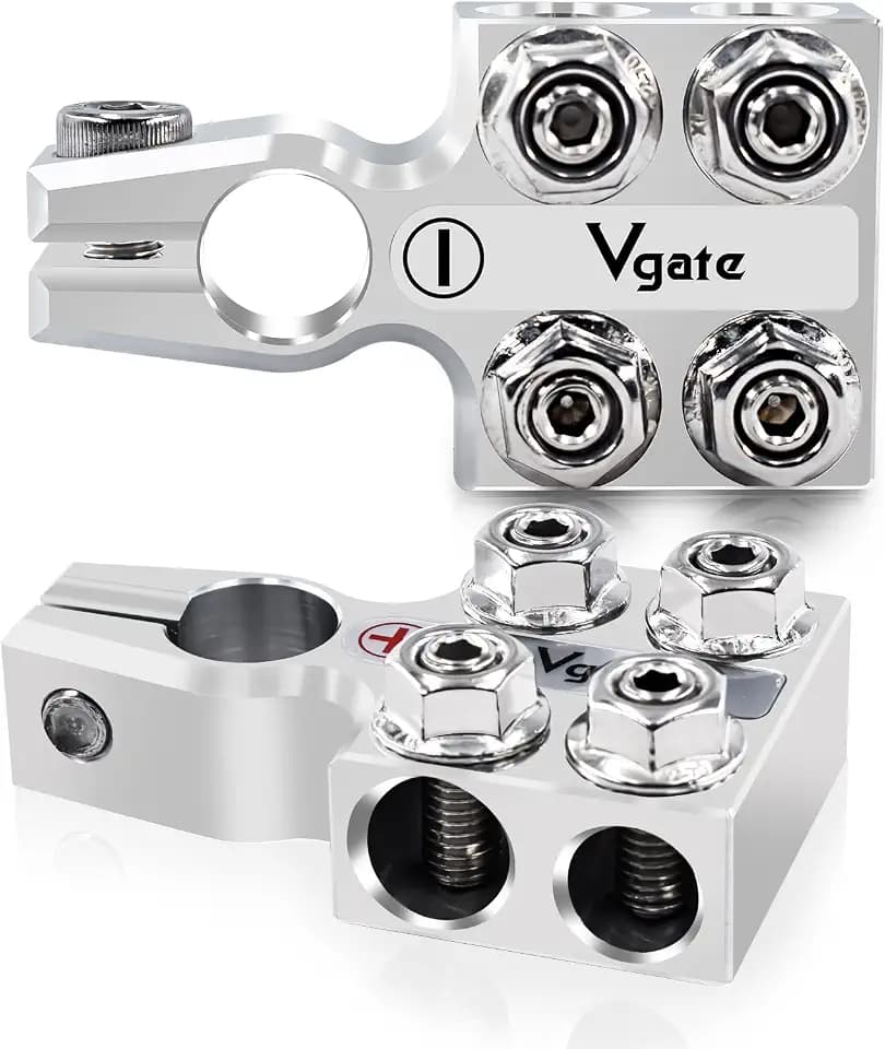 Vgate 8-Way Lead Acid Battery Terminal Connector, AGM Post Terminal Ends, 8AWG up to 4/0(XL) AWG Gauge, Positive & Negative for SAE/DIN/EN Tapered Top Post
