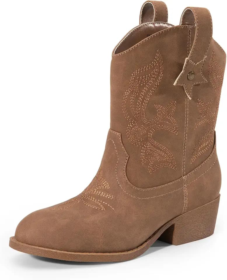 DREAM PAIRS Girls Cowboy Cowgirl Western Boots