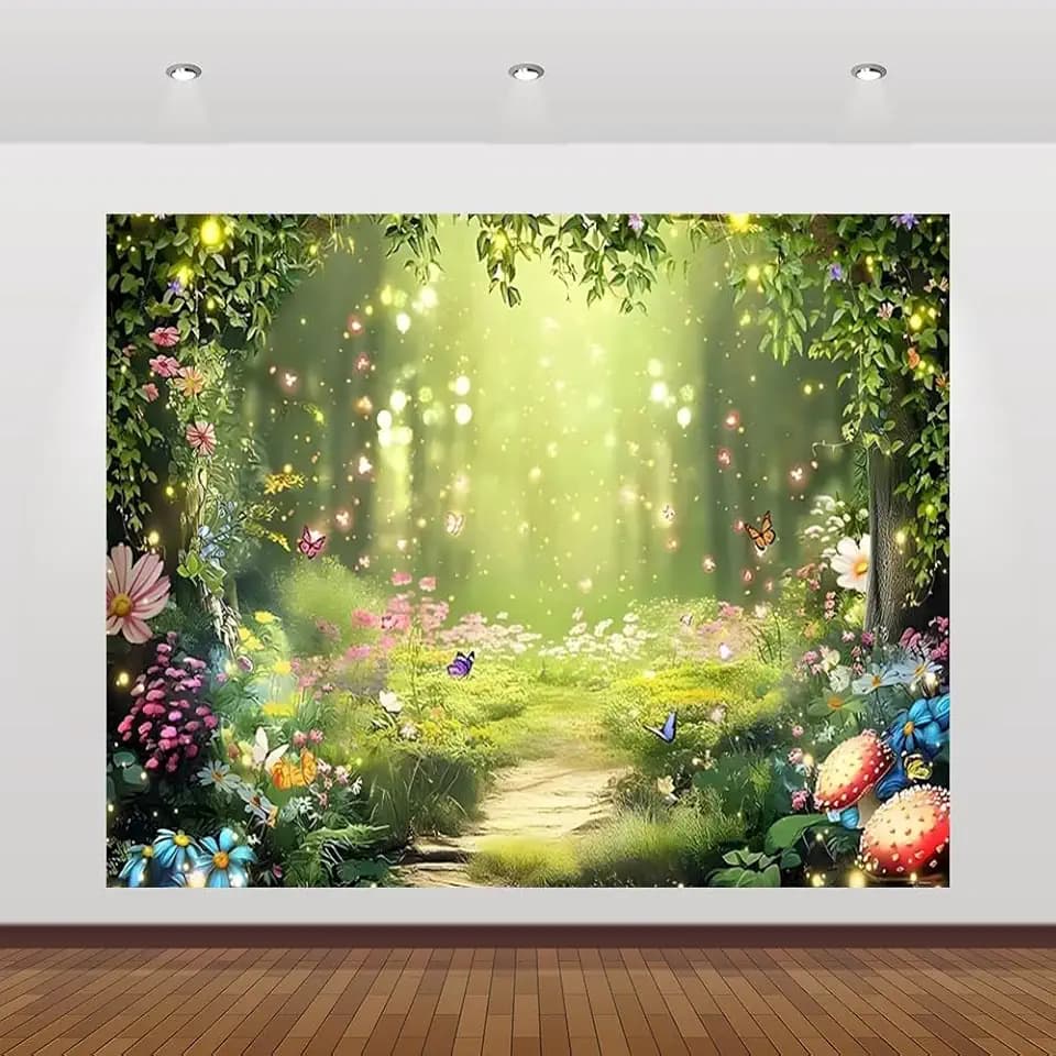 Spring Enchanted Forest Backdrop 10x8ft Wonderland Backdrop