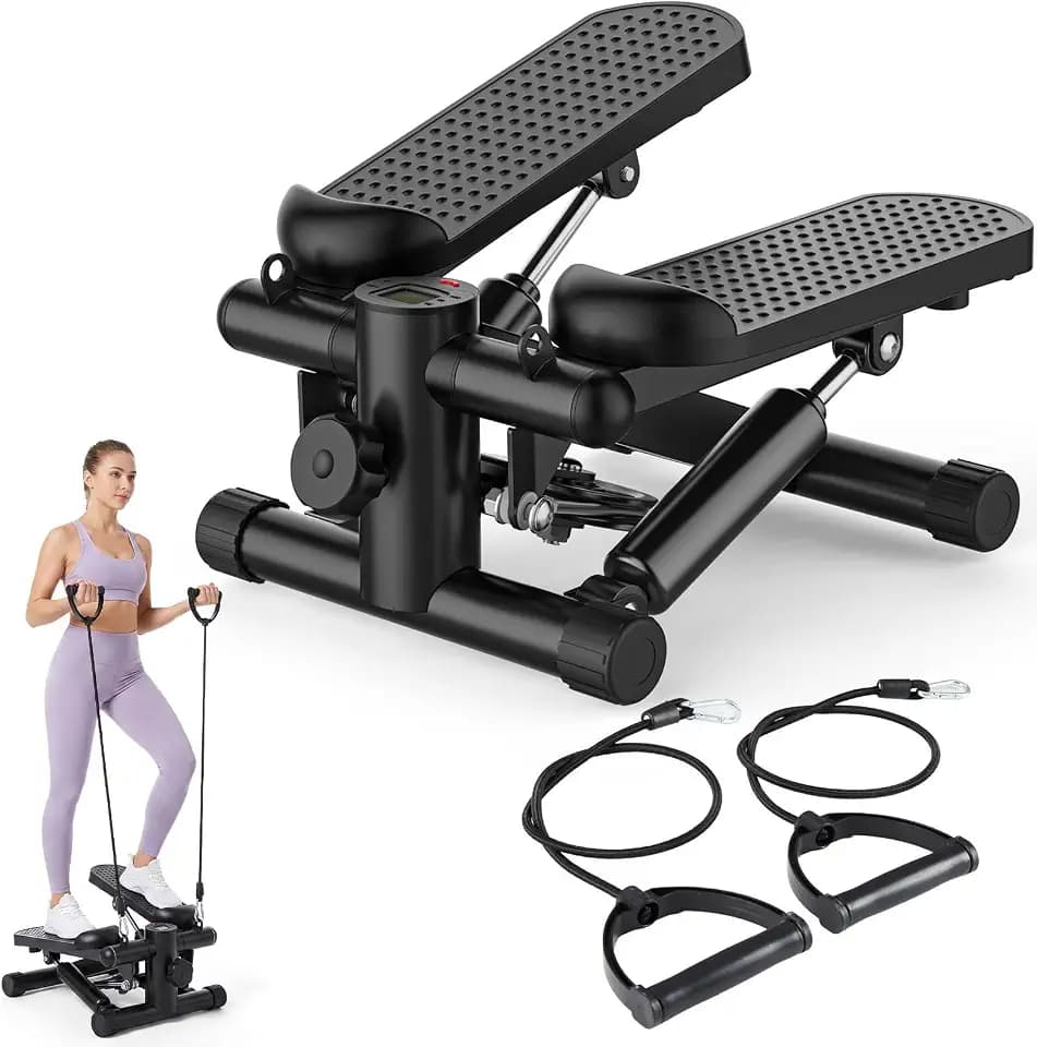 OLIXIS Steppers for Exercise At Home Workout Equipment, Mini Stepper Exercise Machine for Senior Citizens, Twist Stepper with Resistance Bands, Cardio Weight Loss Equipment Home Fitness