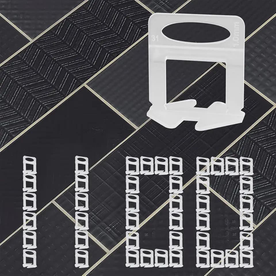 1100 Stück Fliesen-Nivelliersystem-Clips 1.5 mm (1/16 Zoll) für die Verlegung von Keramikfliesen und Stein – DIY-Fliesen-Nivellier-Abstandshalter-Set für perfekte Ausrichtung (1.5 mm, 1100 Stück)