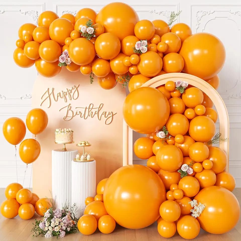 KALOR Orange Balloons 135 pcs Different Sizes 36 18 12 10 5 Inch Latex Balloons Matte Arch Kit Garland for Birthday Graduation Baby Shower Anniversary Wedding Party Decorations