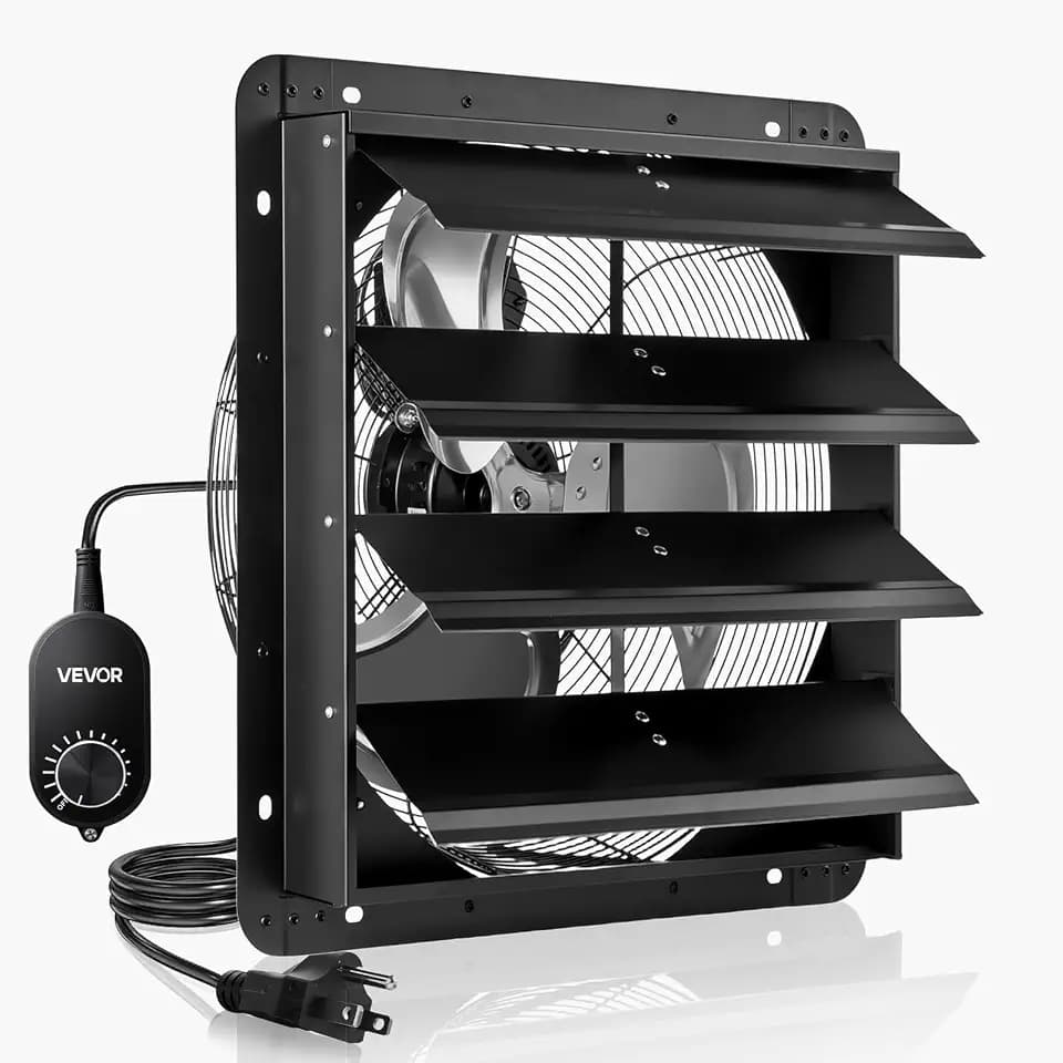 VEVOR 18 in Shutter Exhaust Fan Wall-Mount Automatic Louvers Variable Speed, Sturdy Steel Housing, Low Noise, AC Motor, 3051 CFM Ventilation and Cooling for Attic, Garage, Barn, Greenhouse, Workshop